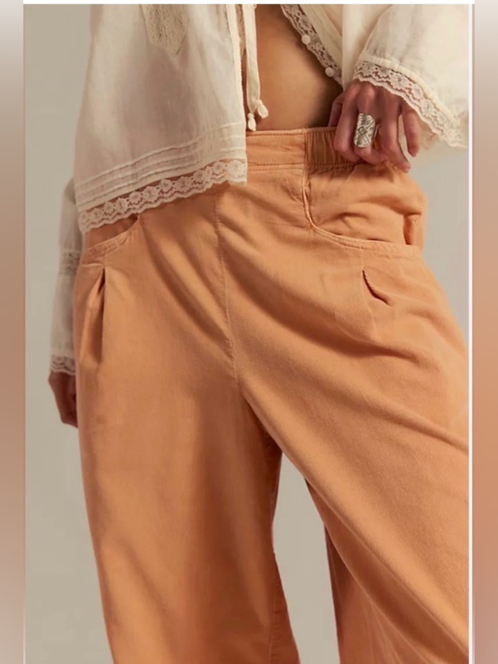 Free People Nice choice cord jeans. NWT. Peach pansy - Picture 3 of 5